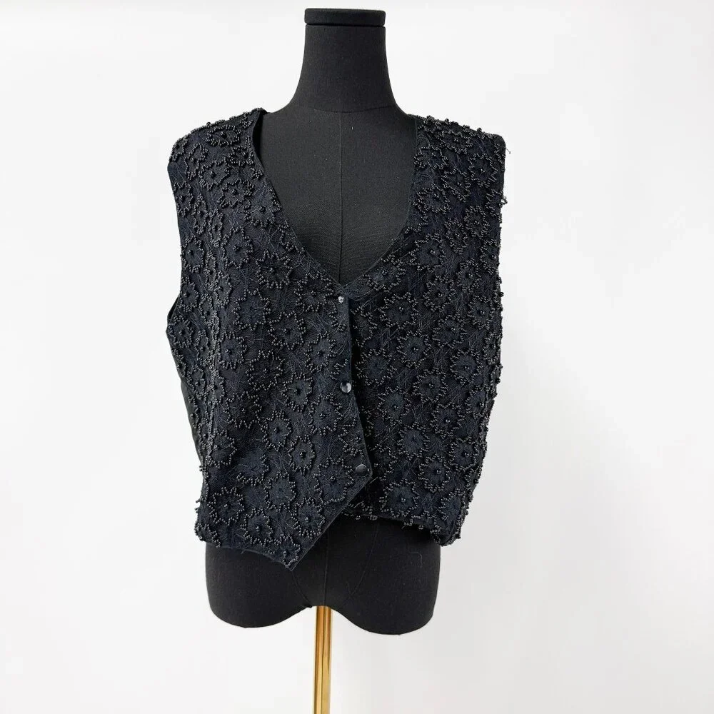 VINTAGE BEADED VEST TOP WITH BUTTONS - Picture 8 of 9